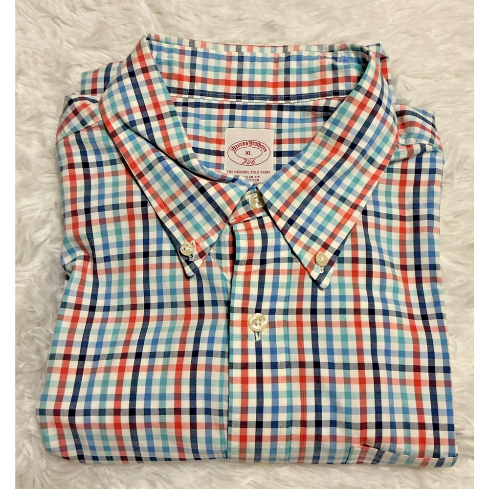 Brooks Brothers Xl Short Sleeve Button Down Men’s Plaid Shirt